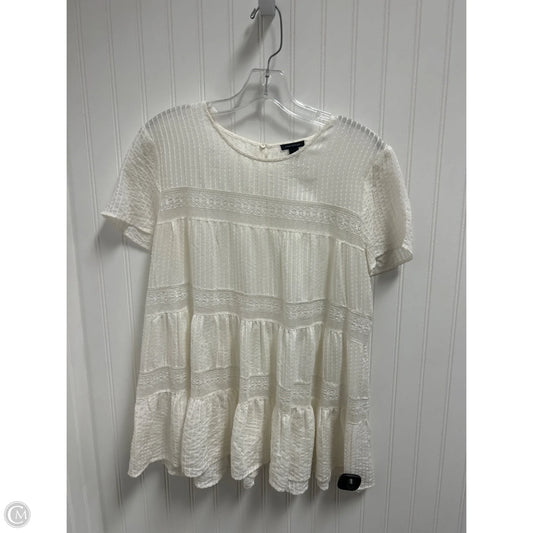 Top Short Sleeve By Ann Taylor In Cream, Size: S