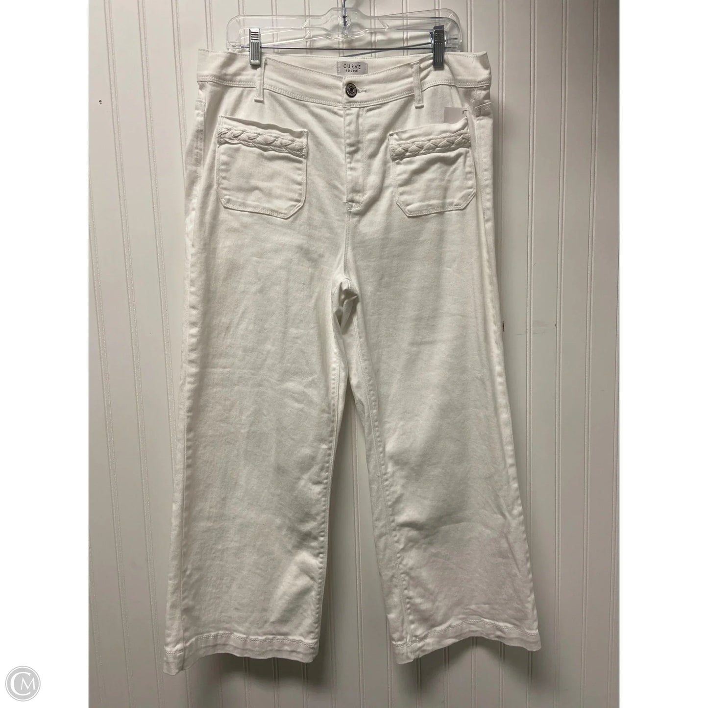 Jeans Wide Leg By Curve Appeal In White Denim, Size: 14