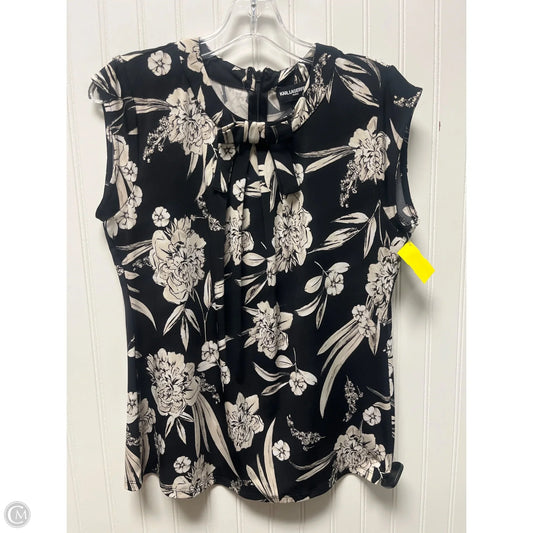 Top Sleeveless Designer By Karl Lagerfeld In Black & Cream, Size: M