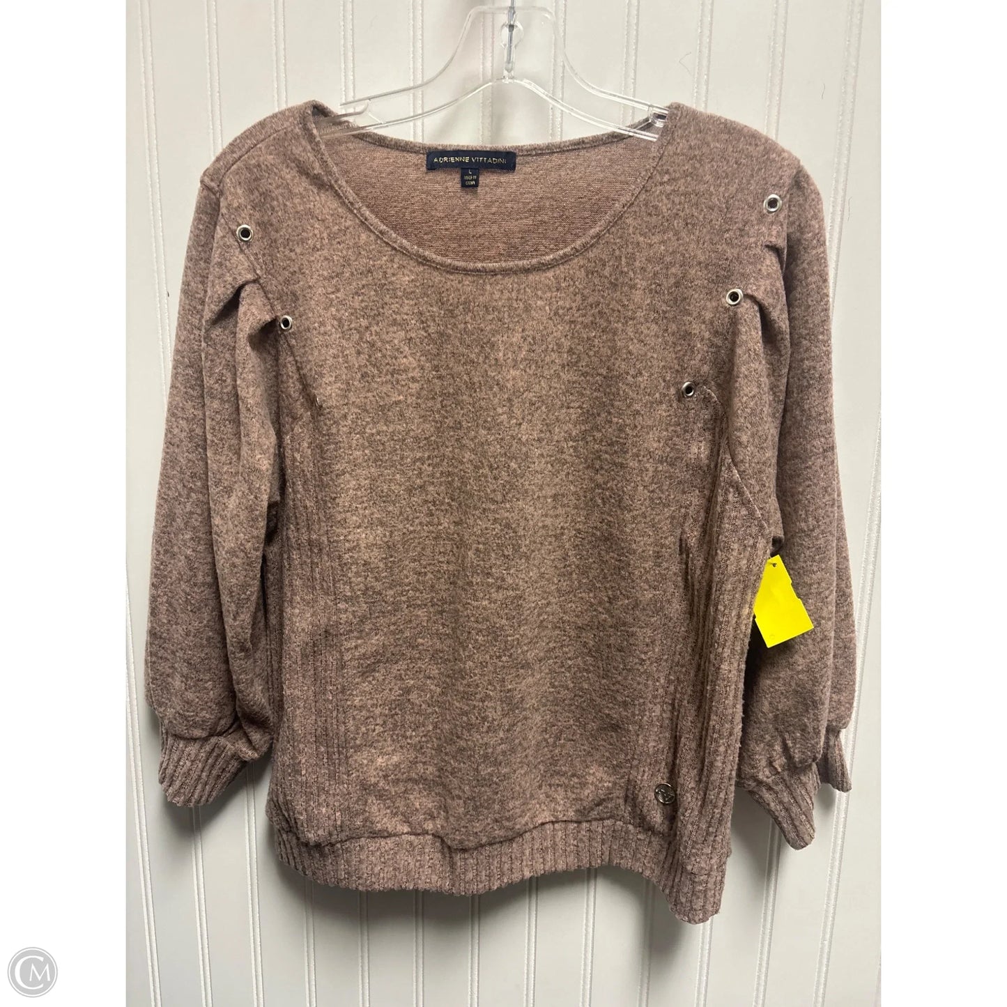 Top Long Sleeve By Adrienne Vittadini In Pink, Size: L