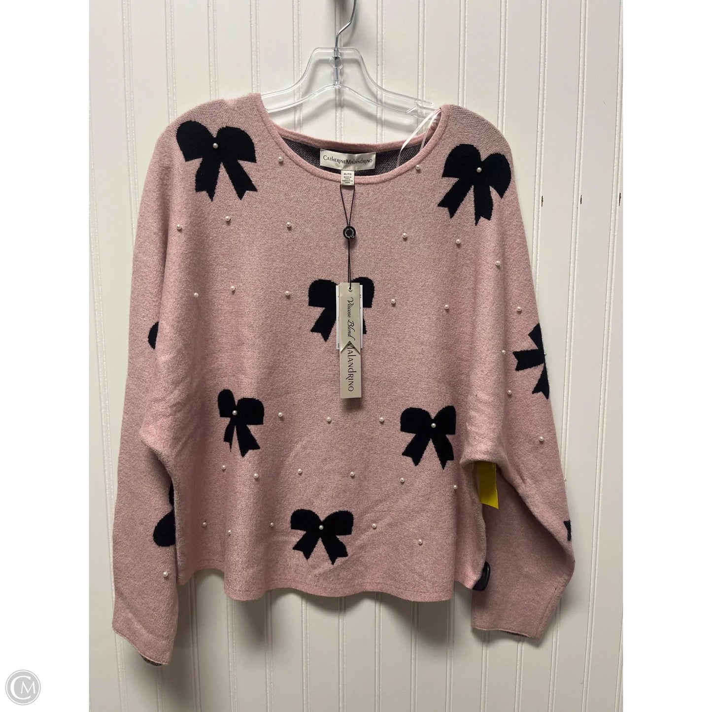 Sweater By Catherine Malandrino In Black & Pink, Size: Xl