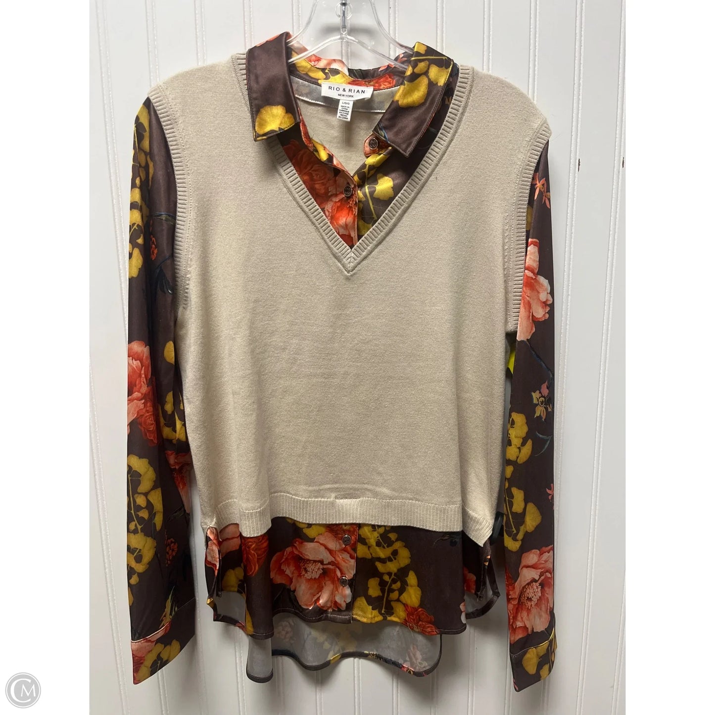 Top Long Sleeve By Clothes Mentor In Brown, Size: L