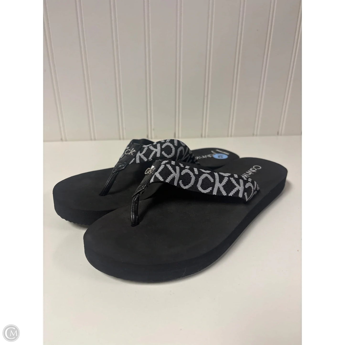 Sandals Flip Flops By Calvin Klein In Black, Size: 6