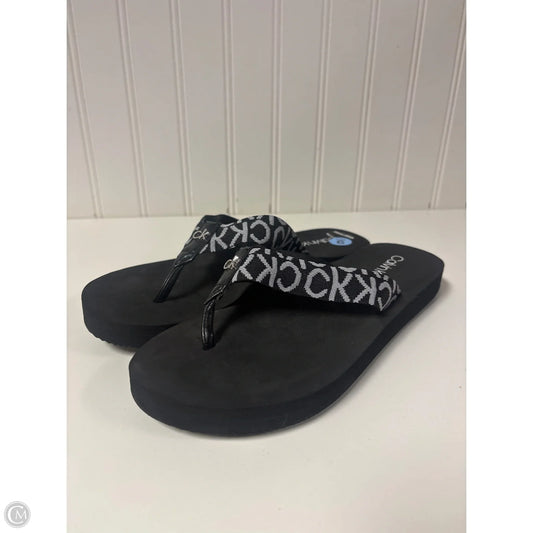 Sandals Flip Flops By Calvin Klein In Black, Size: 6