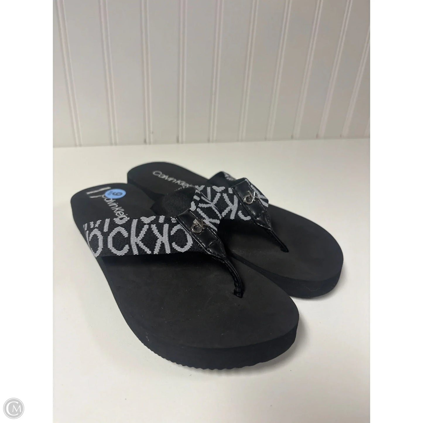 Sandals Flip Flops By Calvin Klein In Black, Size: 6