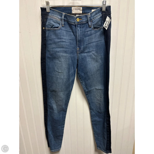 Jeans Straight By Frame In Blue Denim, Size: 10