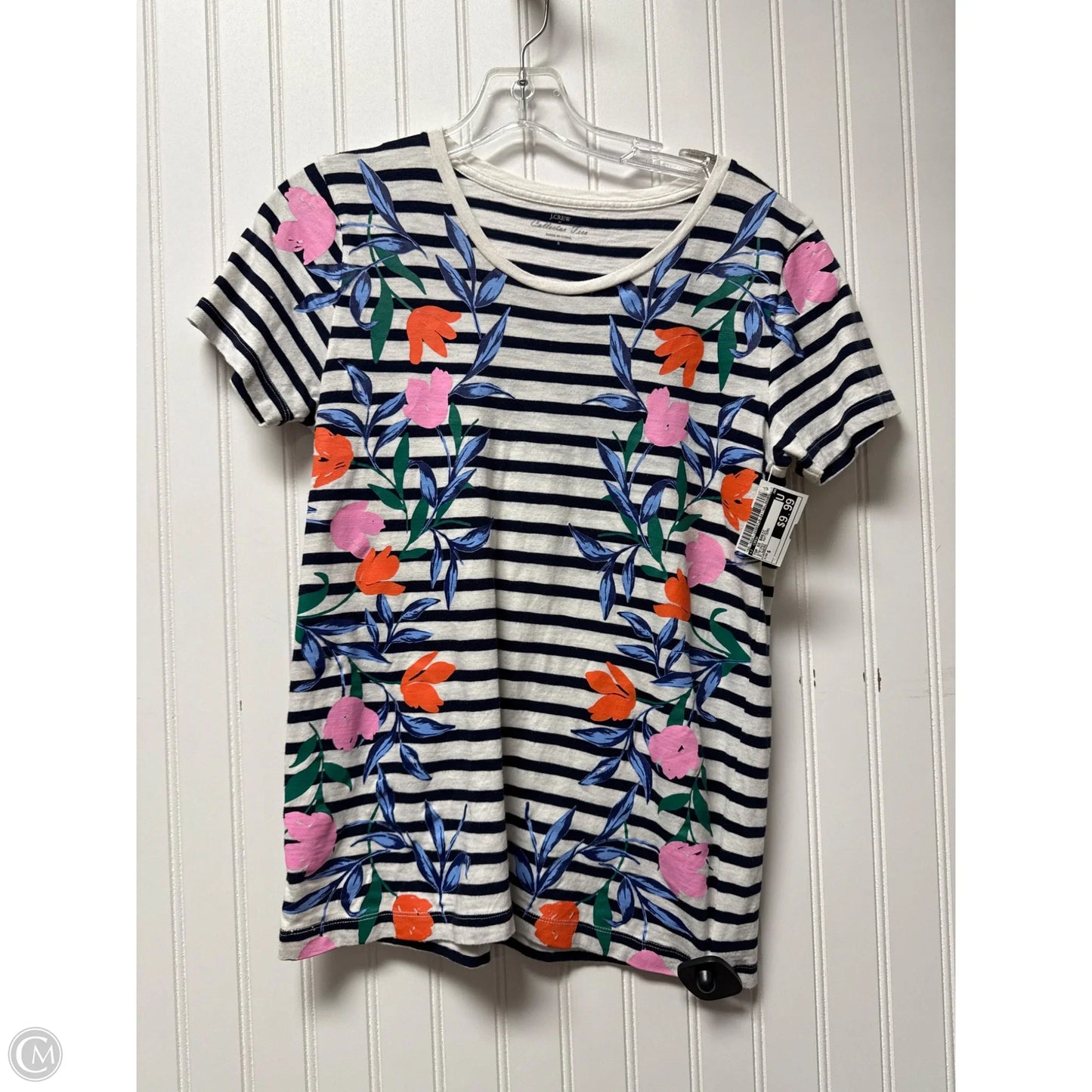 Top Short Sleeve Basic By J. Crew In Striped Pattern, Size: S