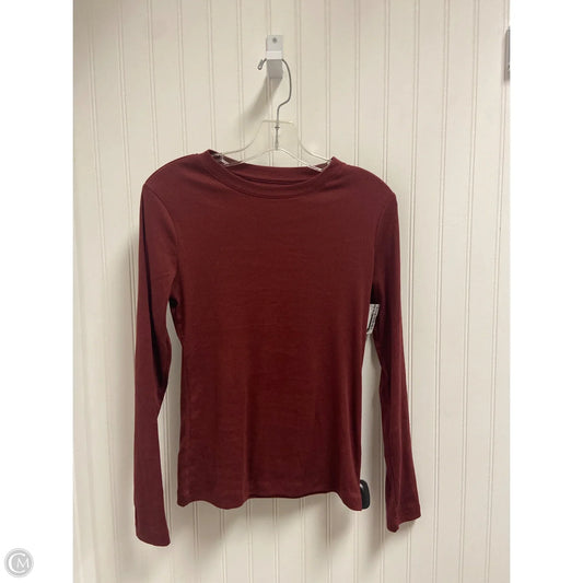 Top Long Sleeve Basic By A New Day In Maroon, Size: Xs