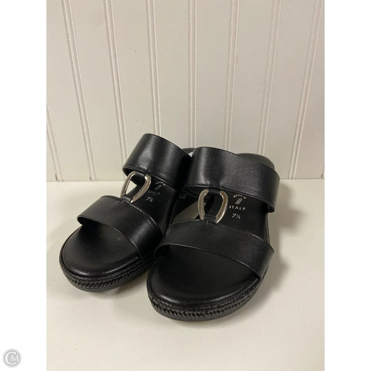 Sandals Heels Wedge By Italian Shoemakers In Black, Size: 7.5