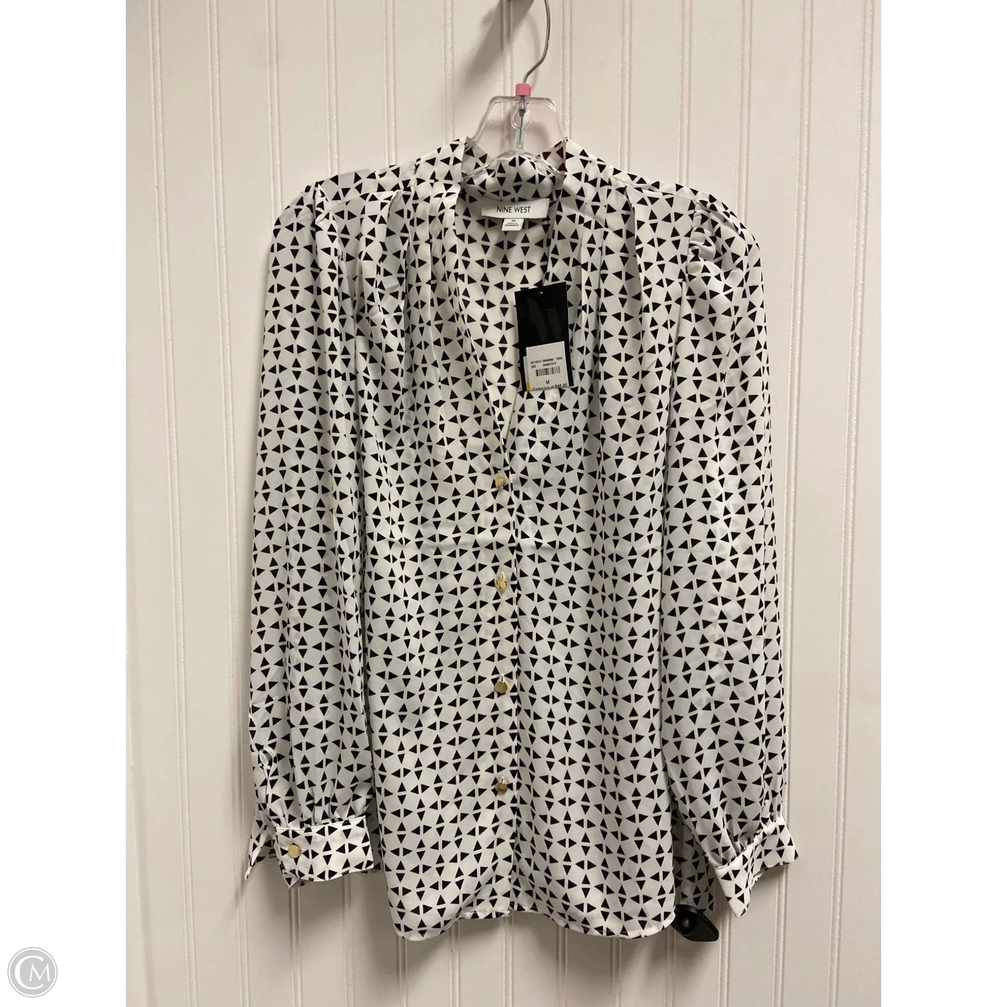 Top Long Sleeve By Nine West In Black & White, Size: M