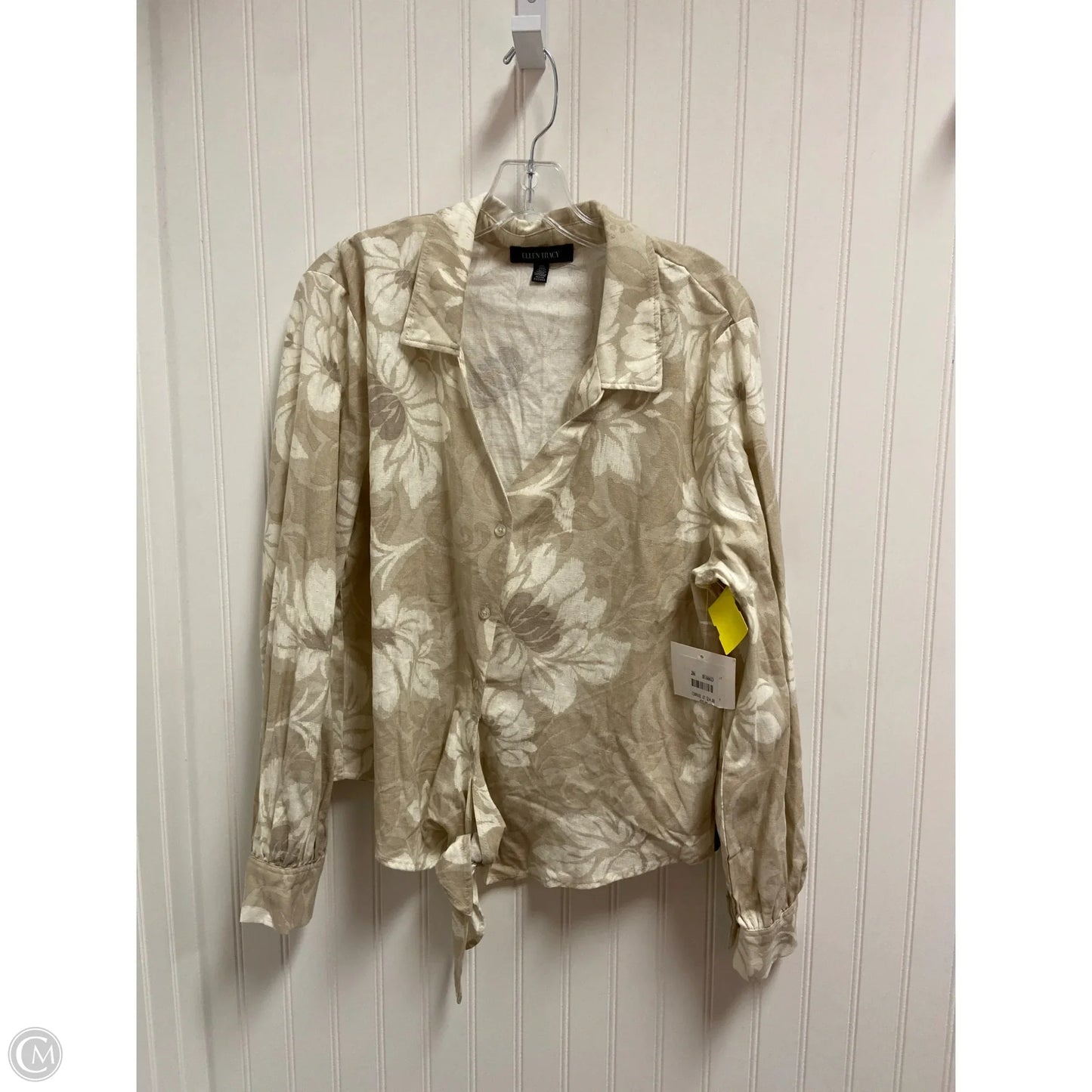 Top Long Sleeve By Ellen Tracy In Beige, Size: L