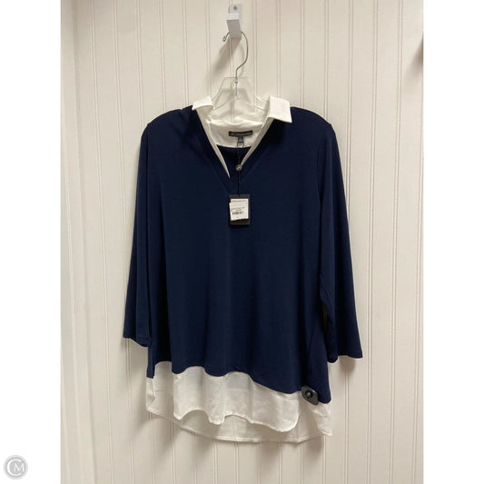 Top Long Sleeve By Adrianna Papell In Navy, Size: L