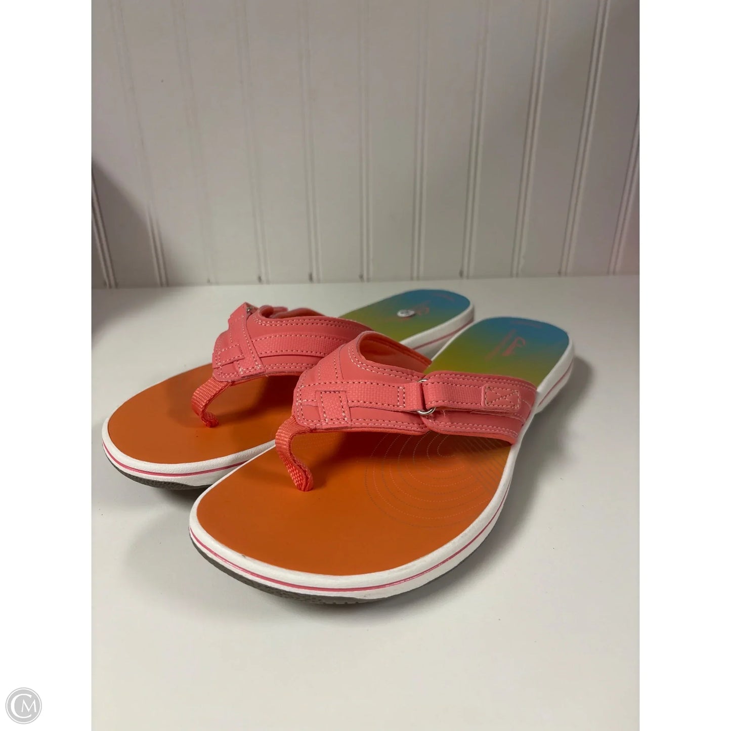 Sandals Flip Flops By Clarks In Coral, Size: 10