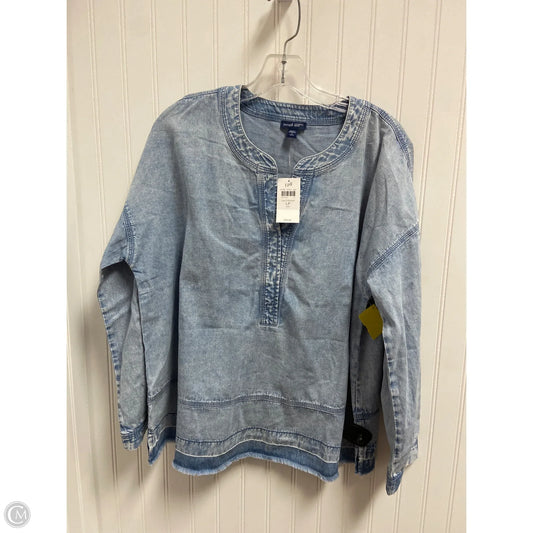 Top Long Sleeve By Pure Jill In Blue Denim, Size: Lp