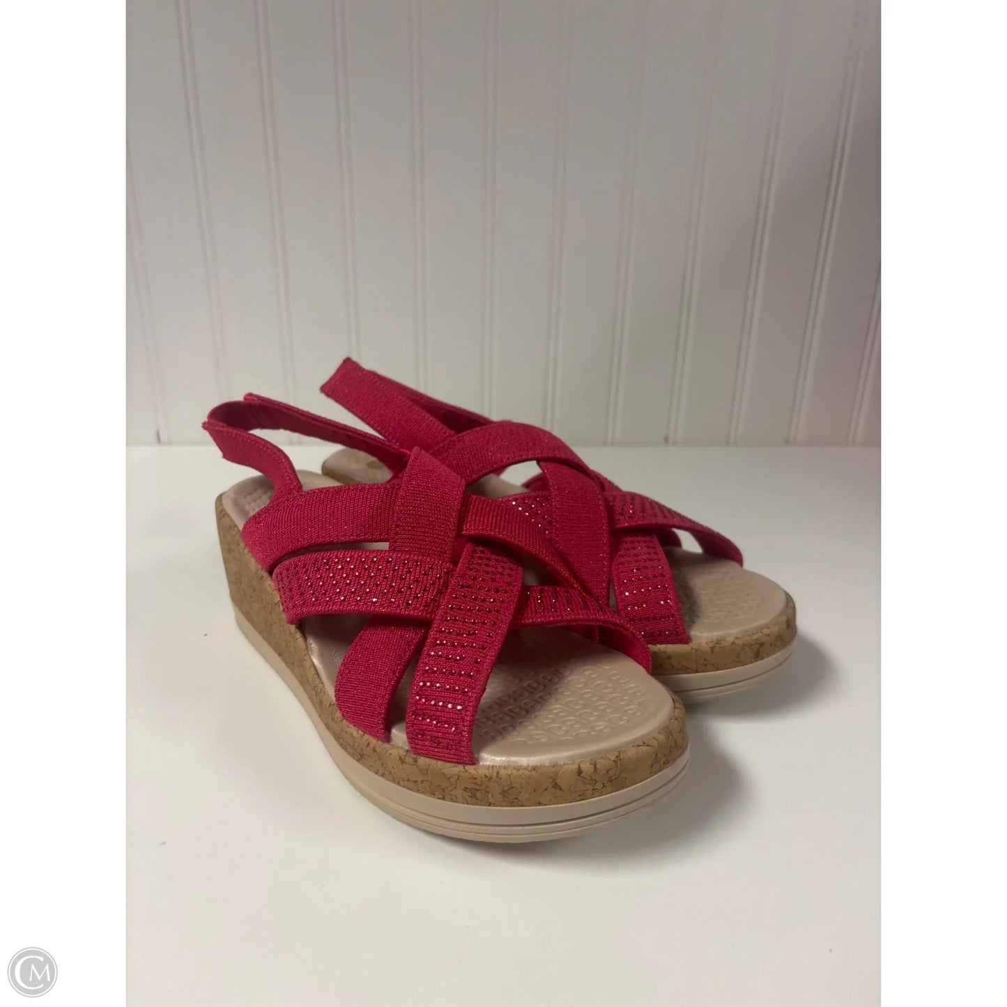 Sandals Heels Wedge By Bzees In Pink, Size: 6.5