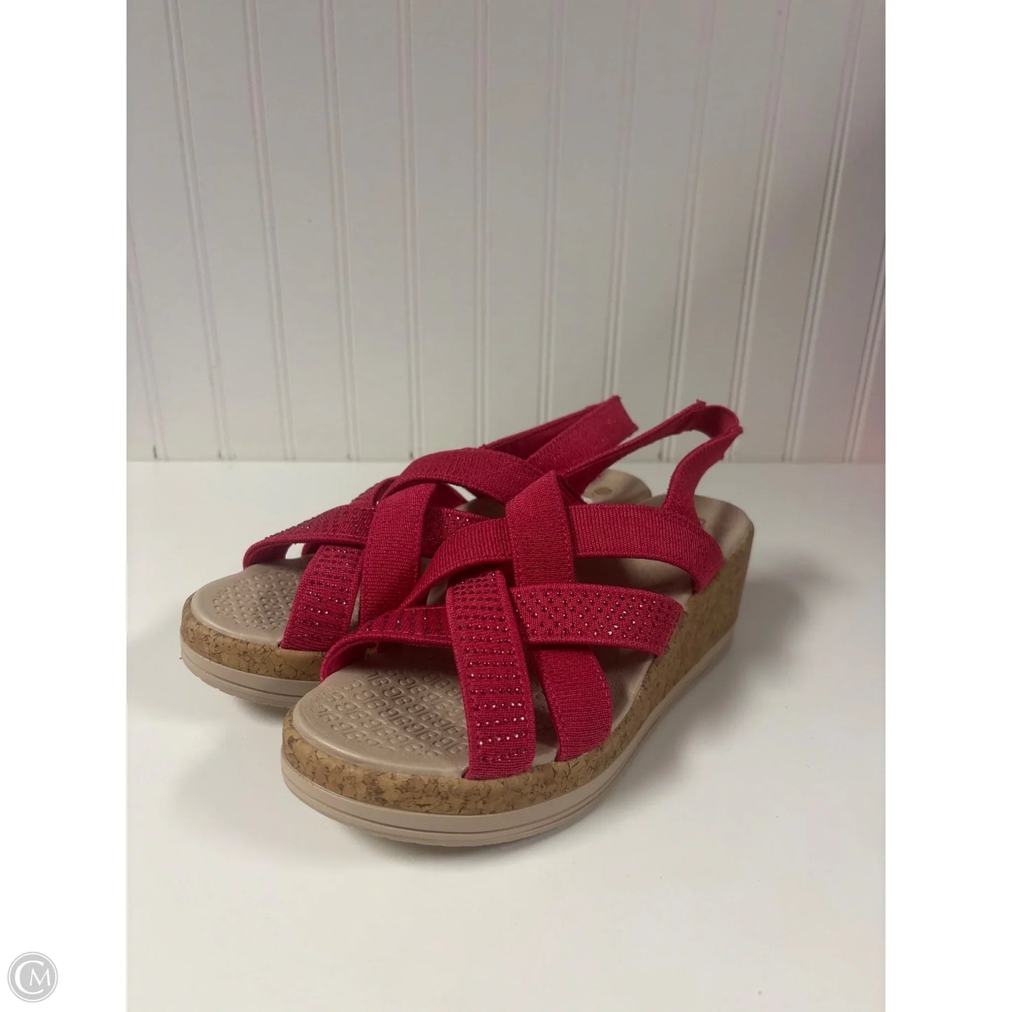 Sandals Heels Wedge By Bzees In Pink, Size: 6.5