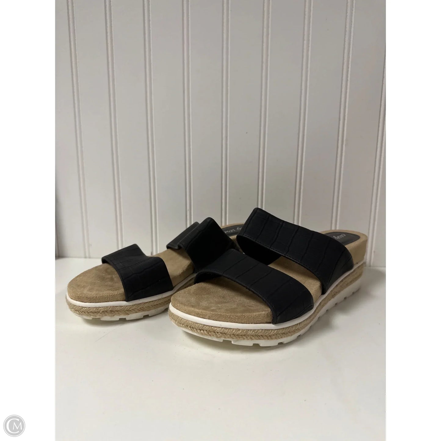 Sandals Heels Wedge By Easy Street In Black, Size: 7.5