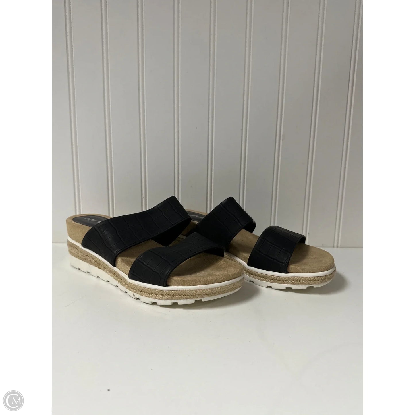 Sandals Heels Wedge By Easy Street In Black, Size: 7.5