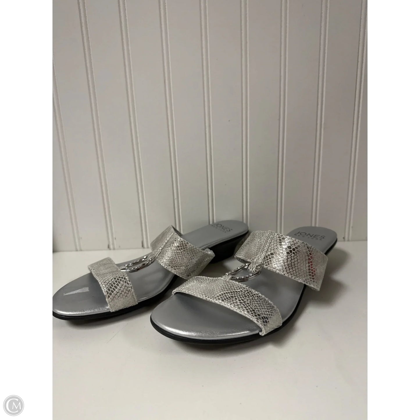 Sandals Heels Block By Jones New York In Silver, Size: 9