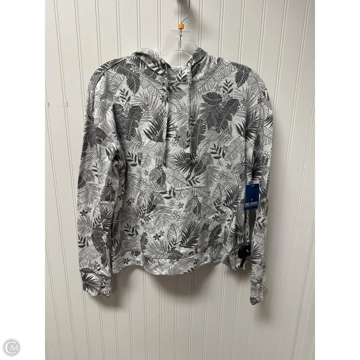 Athletic Sweatshirt Hoodie By Reel Legends In Grey & White, Size: S