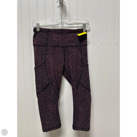 Athletic Leggings Capris By Lululemon In Black & Pink, Size: S