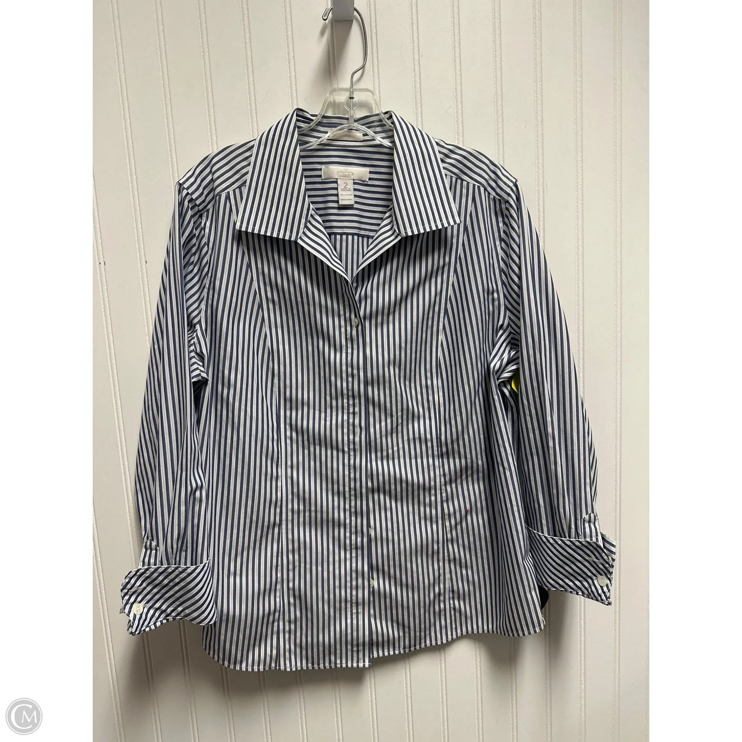 Top Long Sleeve Basic By Chicos In Striped Pattern, Size: L