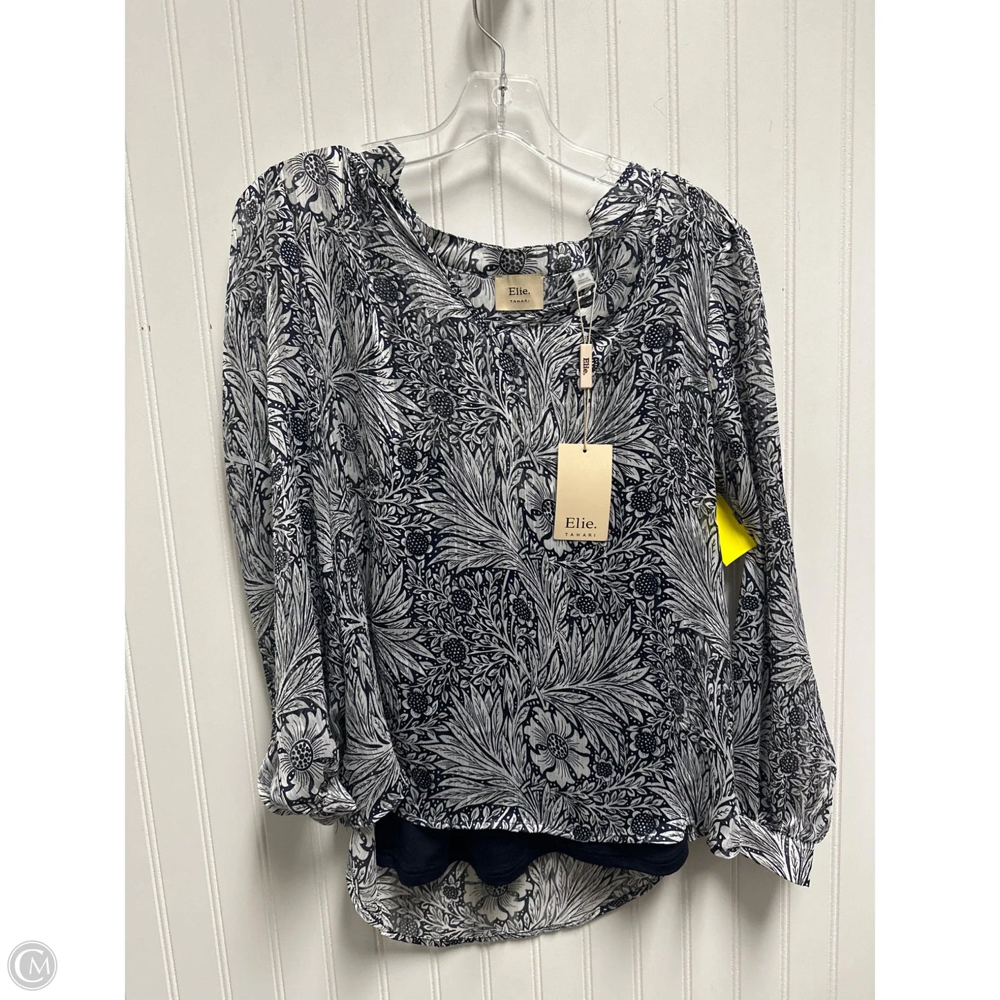 Top Long Sleeve By Elie Tahari In Blue & White, Size: Sp