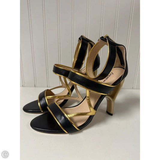 Sandals Heels Stiletto By Cmc In Black & Gold, Size: 9