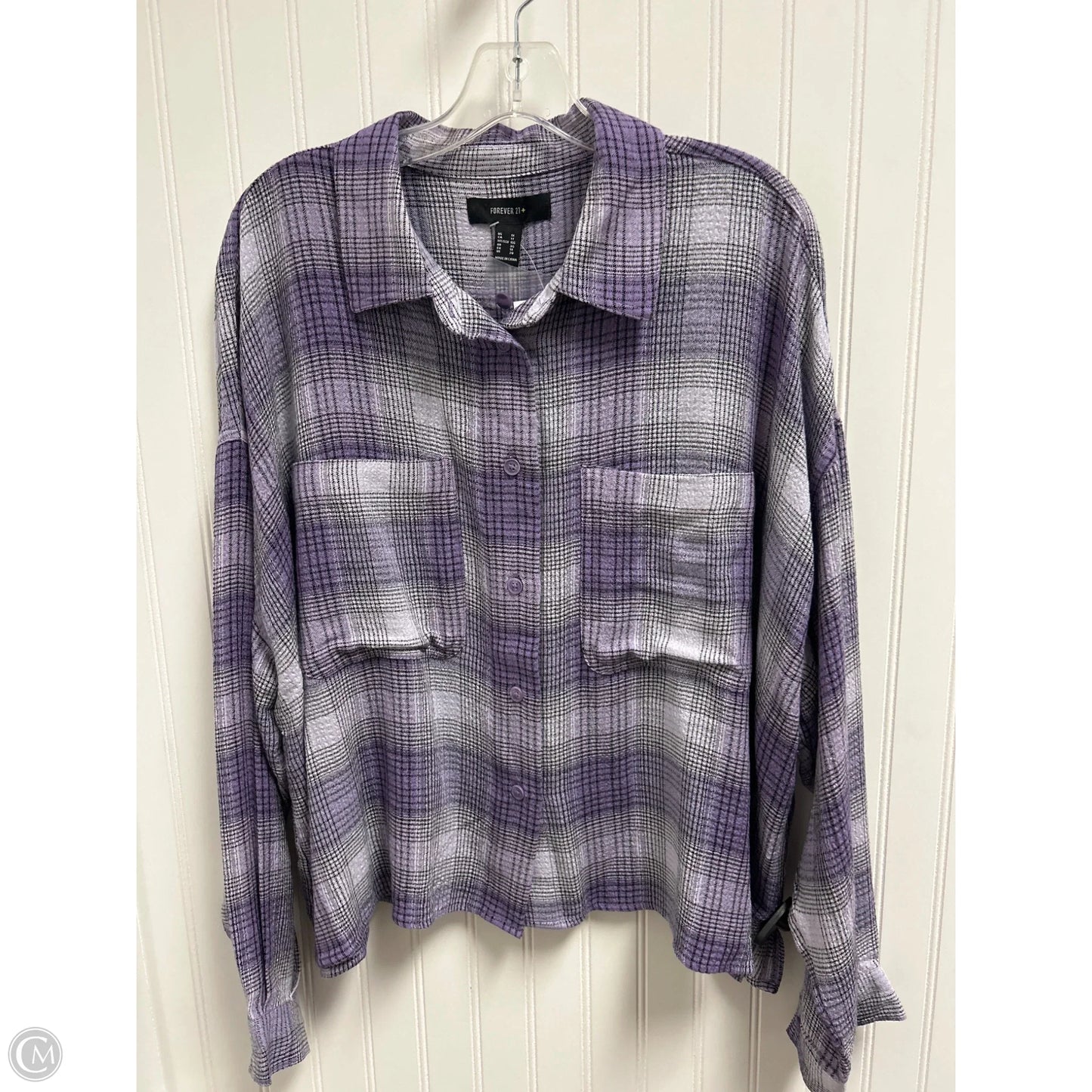 Top Long Sleeve By Forever 21 In Purple, Size: 1x