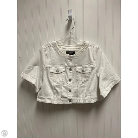 Jacket Denim By Torrid In White Denim, Size: 1x