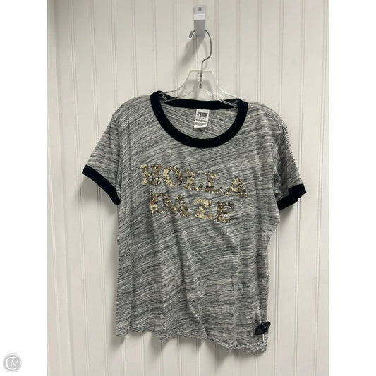 Top Short Sleeve Basic By Pink In Grey, Size: M