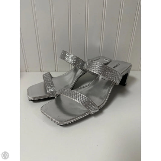 Sandals Heels Block By Anne Klein In Silver, Size: 8