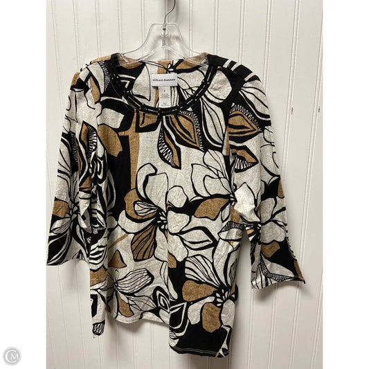 Top Long Sleeve Basic By Alfred Dunner In Black & Tan, Size: S