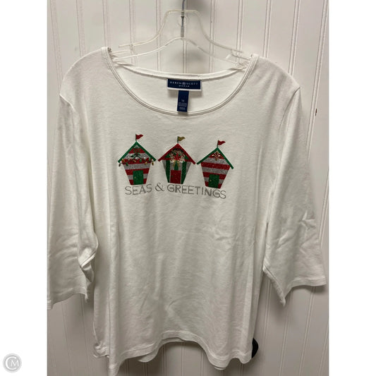 Top Long Sleeve Basic By Karen Scott In White, Size: 1x