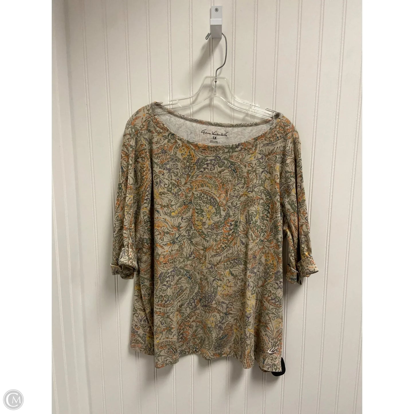 Top Long Sleeve Basic By Gloria Vanderbilt In Beige, Size: 1x