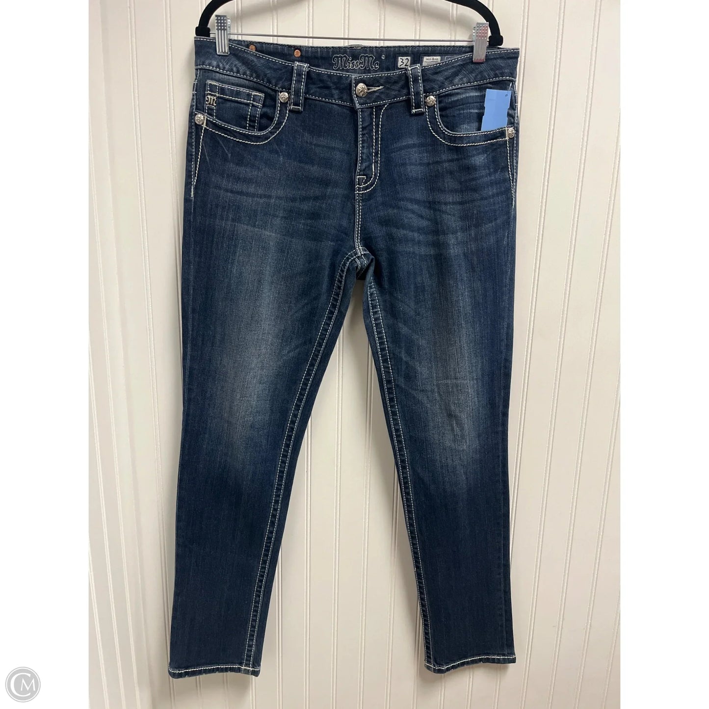 Jeans Straight By Miss Me In Blue Denim, Size: 14