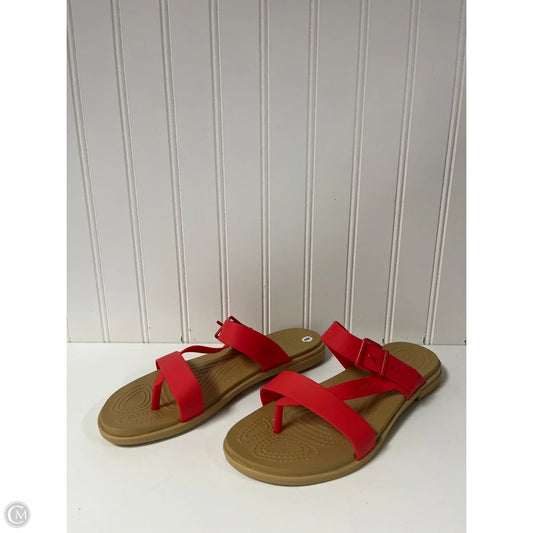 Sandals Flats By Crocs In Red, Size: 8