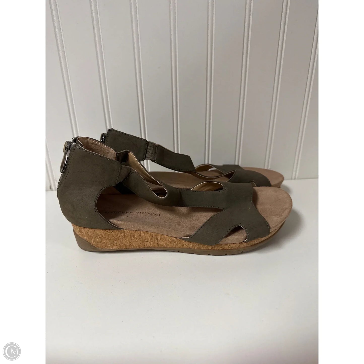 Sandals Flats By Adrienne Vittadini In Green, Size: 8