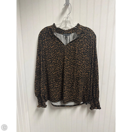 Top Long Sleeve By Adrianna Papell In Black & Brown, Size: M
