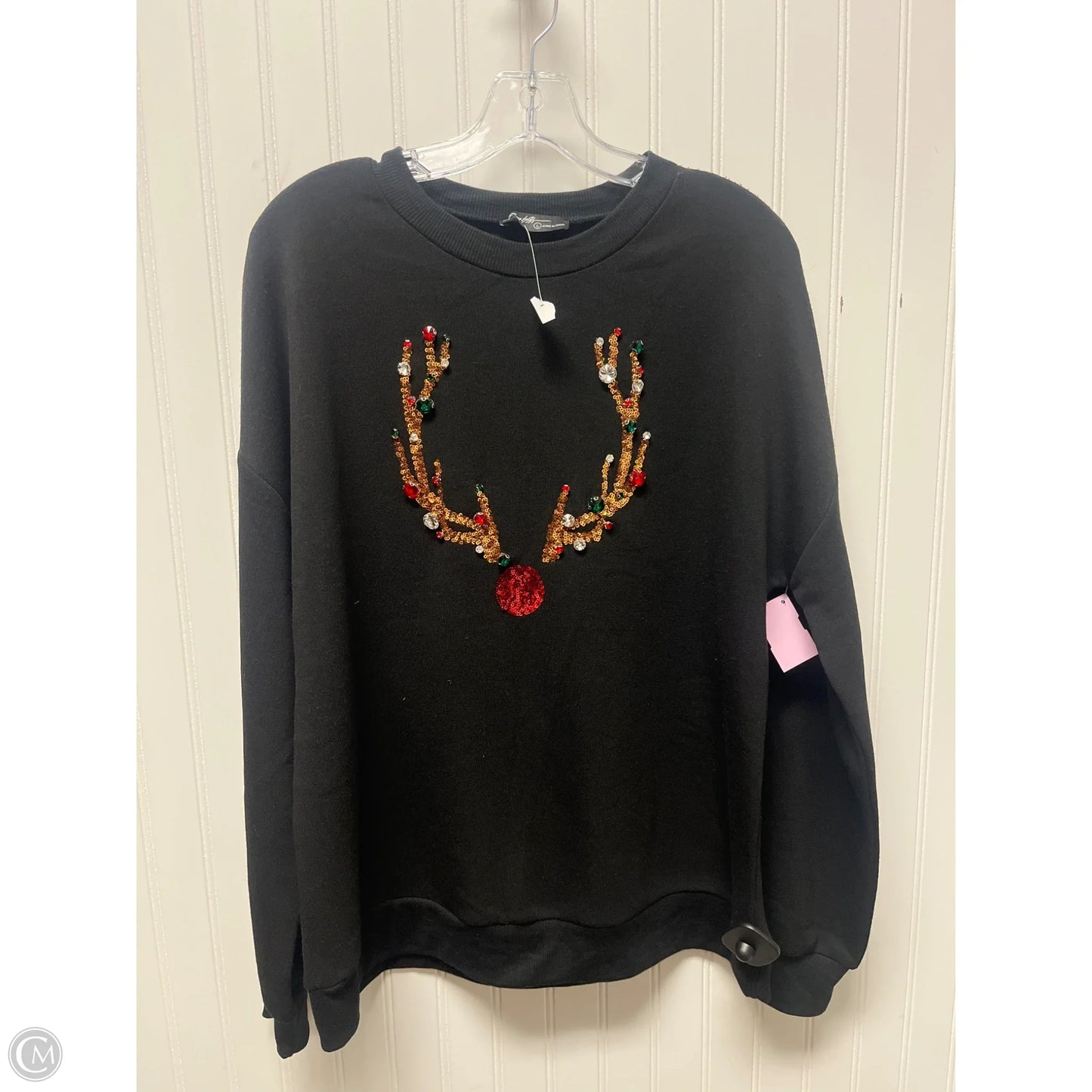Sweater By Clothes Mentor In Black, Size: L