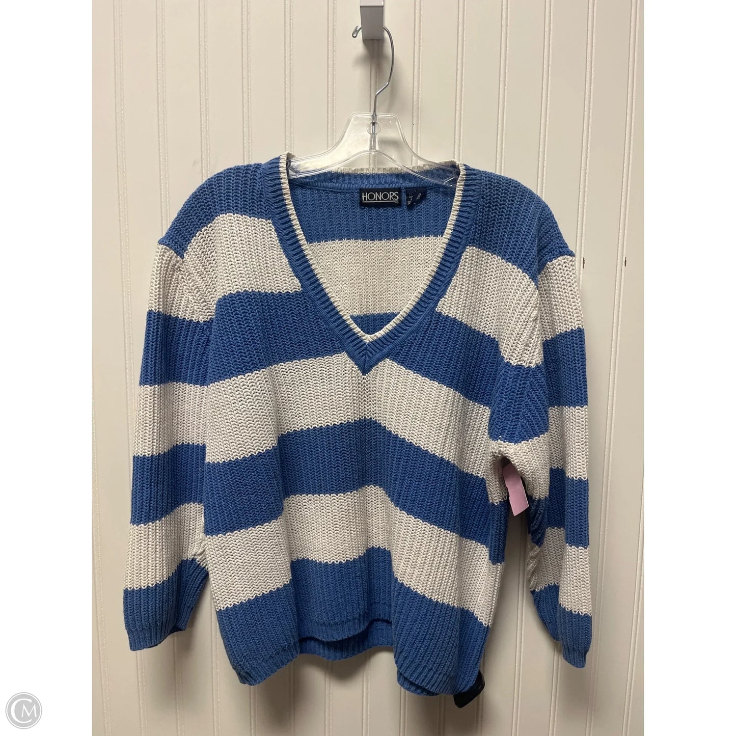 Sweater By Honors In Blue & White, Size: M