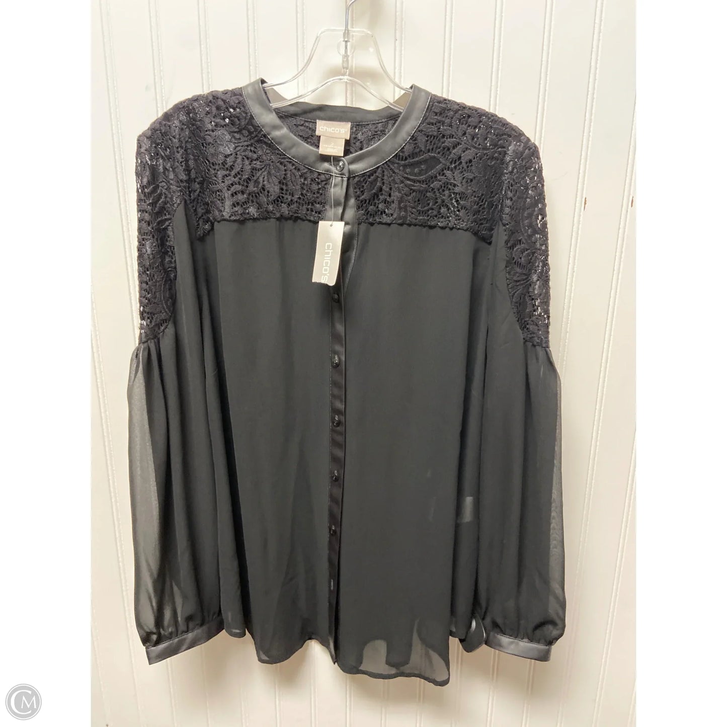 Top Long Sleeve By Chicos In Black, Size: L