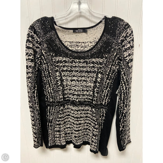 Top Long Sleeve By Nic + Zoe In Black & Cream, Size: L