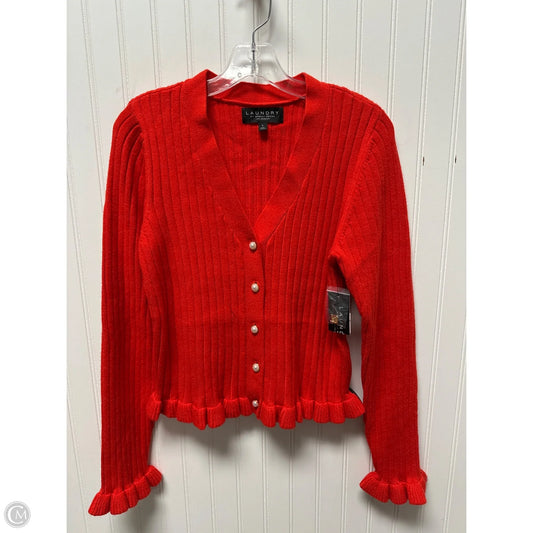 Sweater Cardigan By Laundry In Red, Size: L
