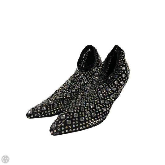 Boots Ankle Heels By Clothes Mentor In Black & Silver, Size: 7