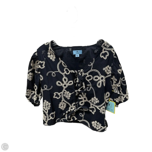 Top Short Sleeve By Cece In Navy, Size: S