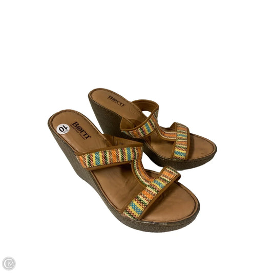 Sandals Heels Wedge By Born In Multi-colored, Size: 10