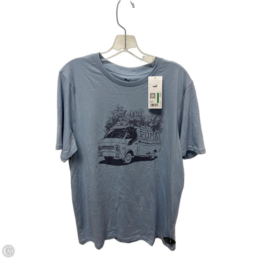 Athletic Top Short Sleeve By Puma In Blue, Size: L