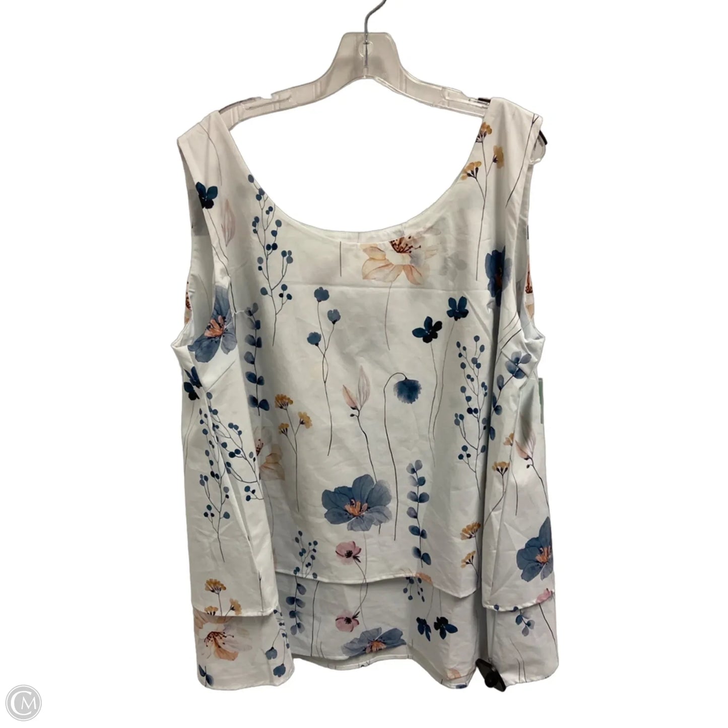 Top Sleeveless Basic By Clothes Mentor In Blue & White, Size: 3x