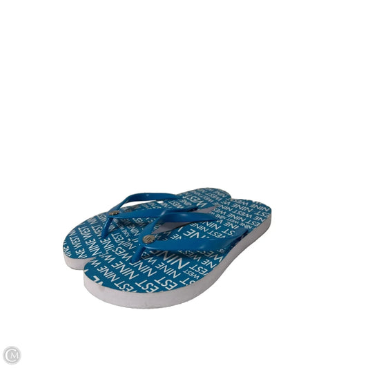 Sandals Flip Flops By Nine West In Blue & White, Size: 7.5